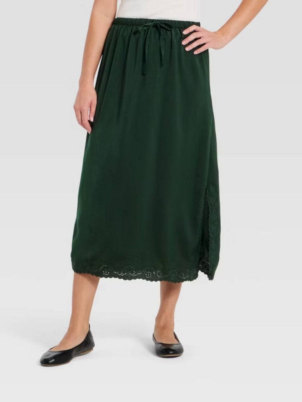 Women's Cutwork Midi A-Line Skirt - Universal Thread Dark Green M